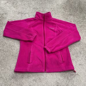 Columbia Benton Springs Fleece Jacket Womens Medium Pink Full Zip Outdoor Hiking